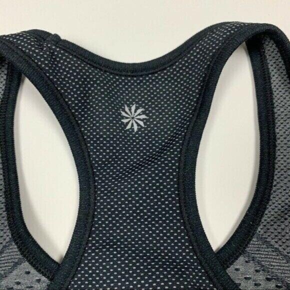 Athleta Black White Racerback Athletic Tank Top Breathable Stretchy Small - Picture 4 of 5